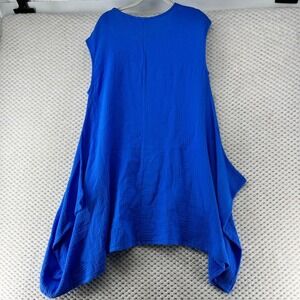 Bryn Walker Sleeveless Tunic Top Flowy Asymmetric ‎ Blue Minimalist Size XS
